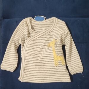 Cozy Striped Long Sleeve Giraffe Tee